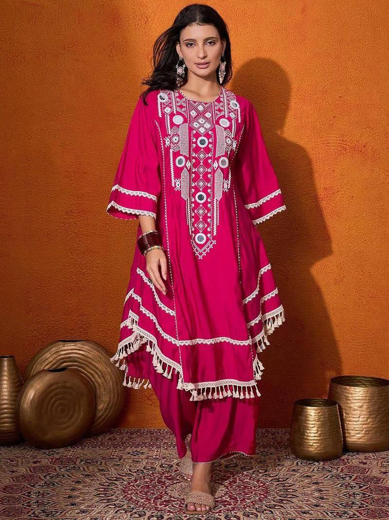 Festive Wear Pink Color Pure Cotton Designer CO-Ord Set