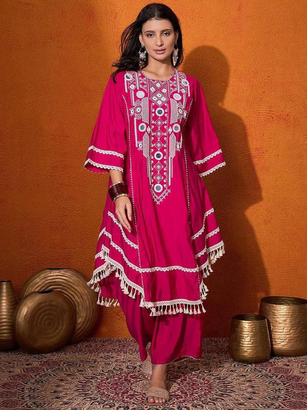 Festive Wear Pink Color Pure Cotton Designer CO-Ord Set