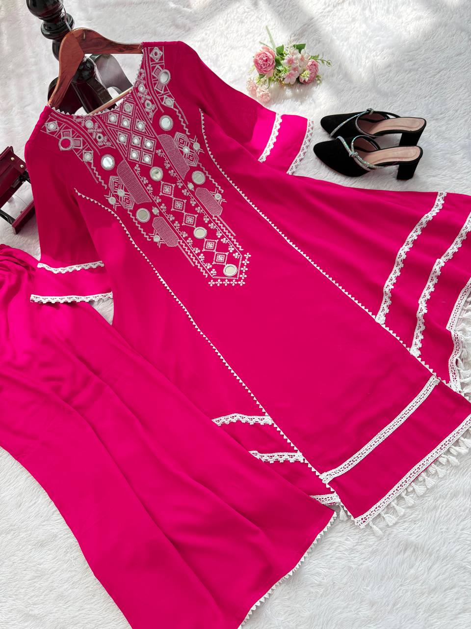 Festive Wear Pink Color Pure Cotton Designer CO-Ord Set