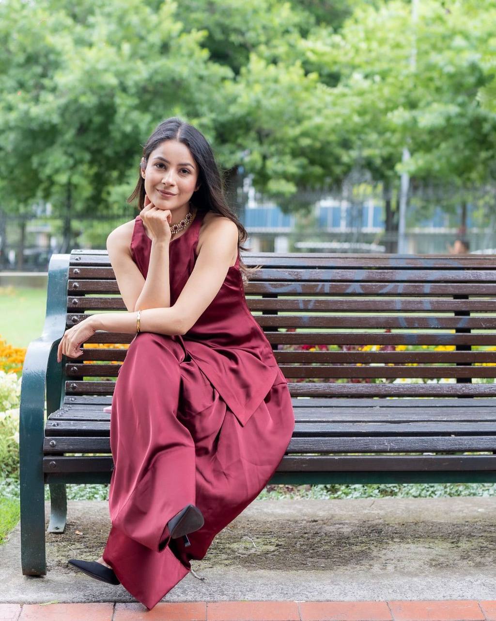 Beautiful Wine Color Moss Satin Designer Salwar Suit