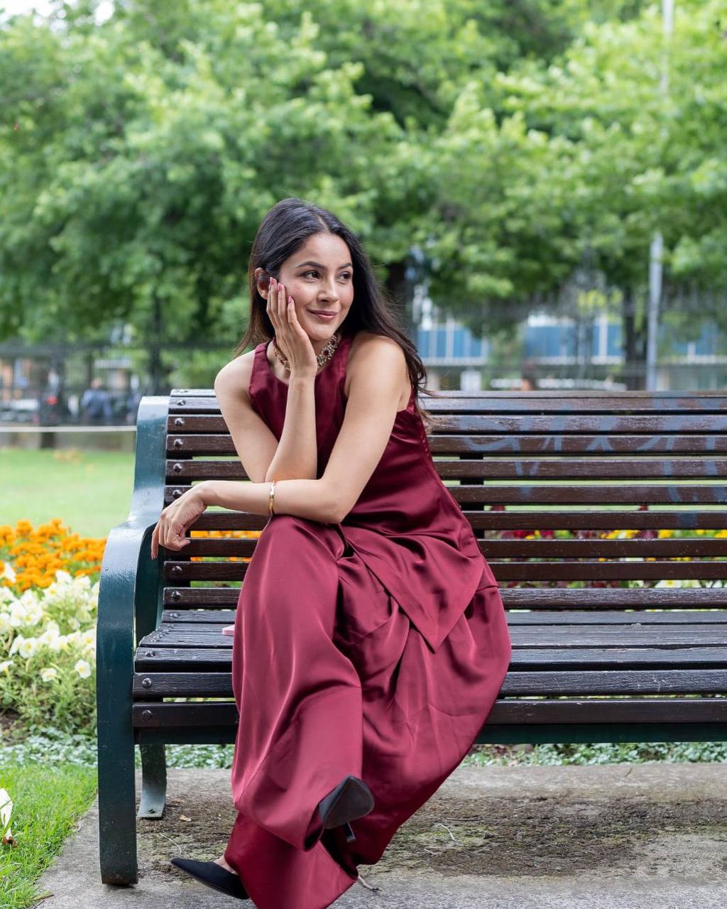 Beautiful Wine Color Moss Satin Designer Salwar Suit