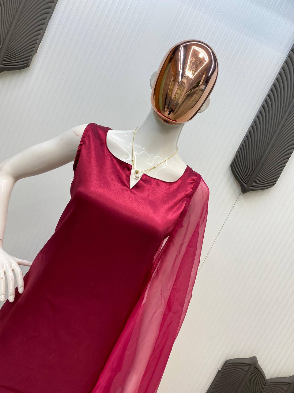 Beautiful Wine Color Moss Satin Designer Salwar Suit