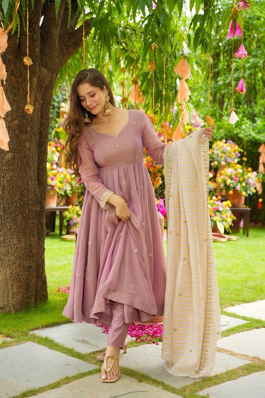 Designer Baby Pink Color Faux Georgette Anarkali Suit