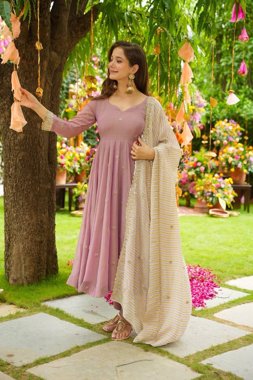Designer Baby Pink Color Faux Georgette Anarkali Suit