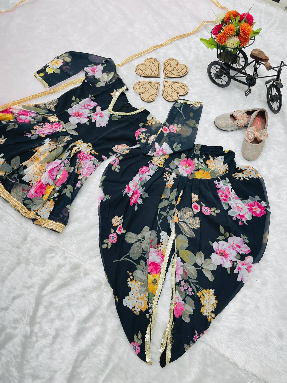 Designer Black Color Heavy Fox Georgette Printed Dhoti Salwar Suit