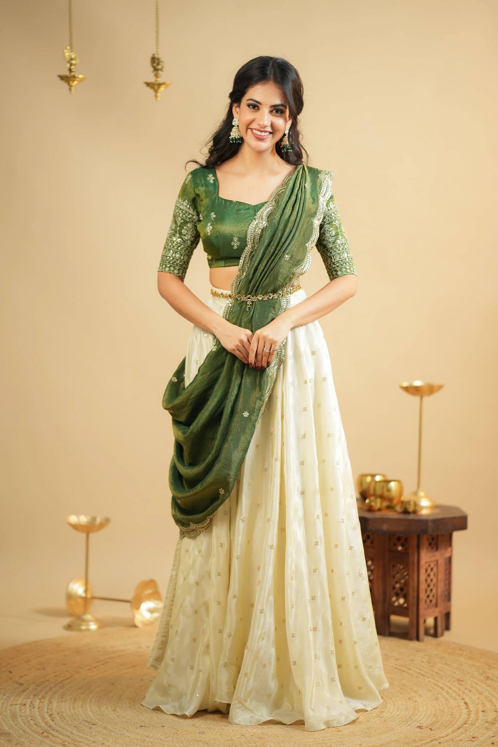 Beautiful Off White Color Designer South Style Lehenga Choli