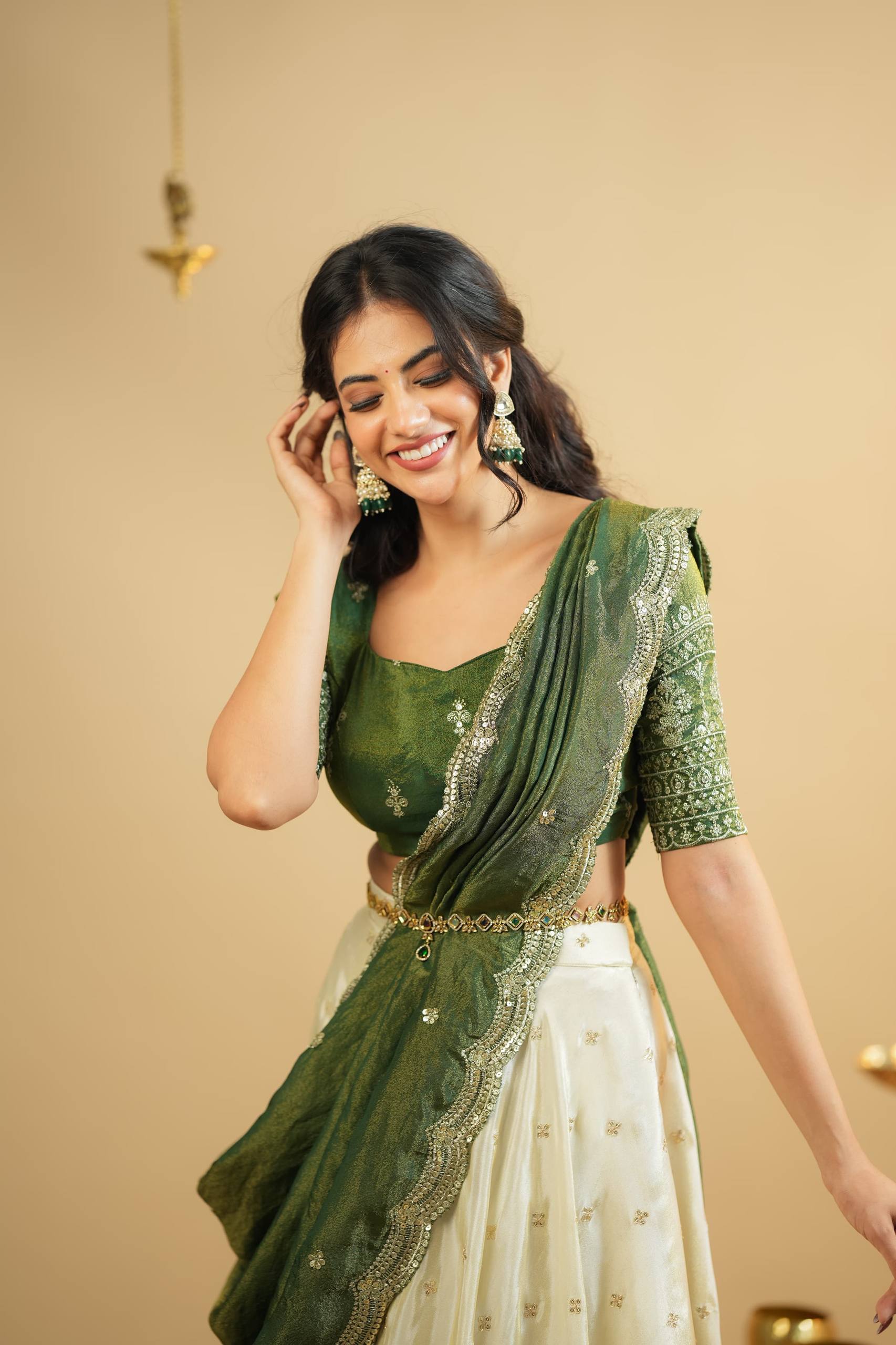 Beautiful Off White Color Designer South Style Lehenga Choli