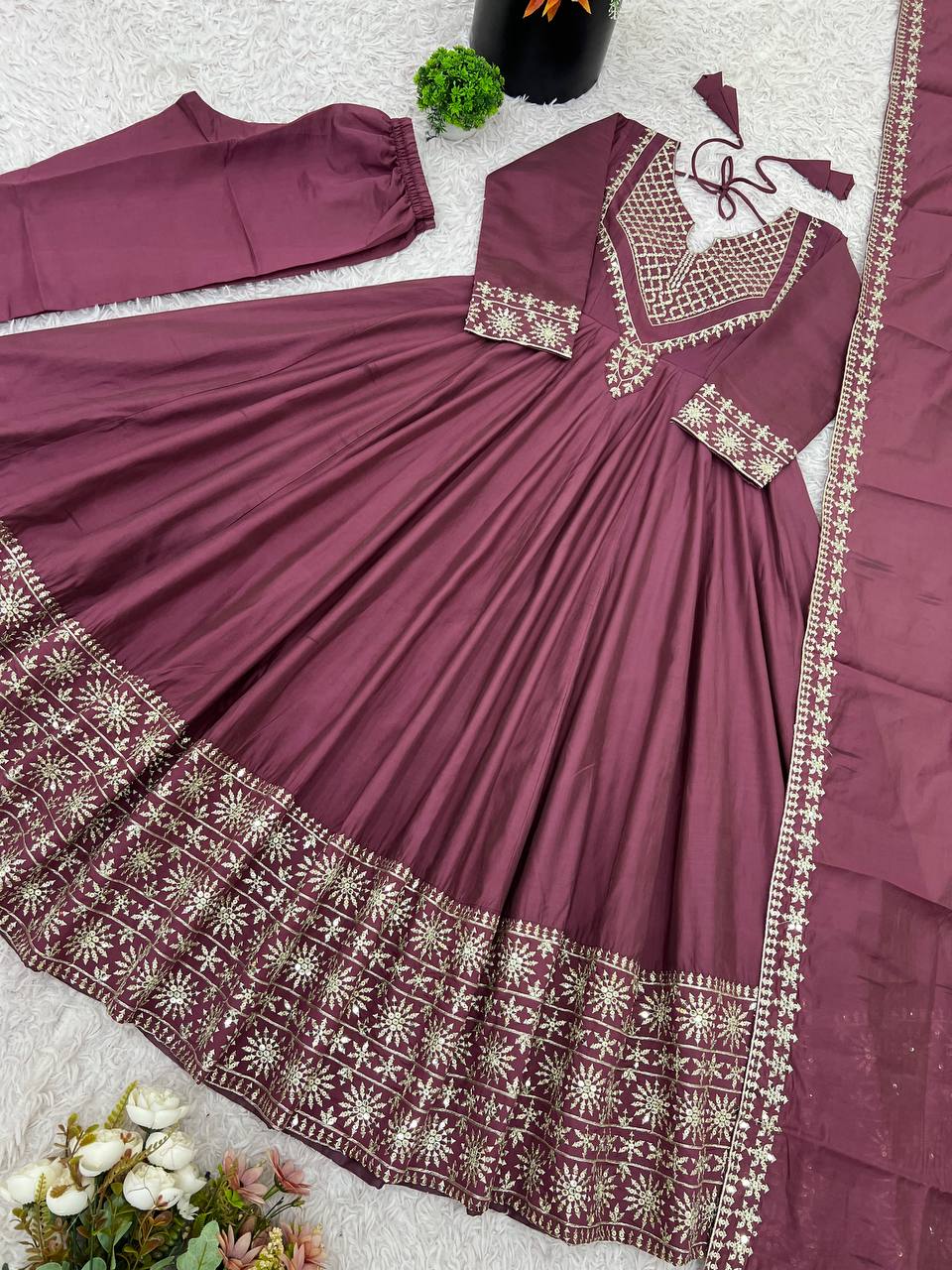 Beautiful Embroidered Fully Flair Designer Anarkali Suit
