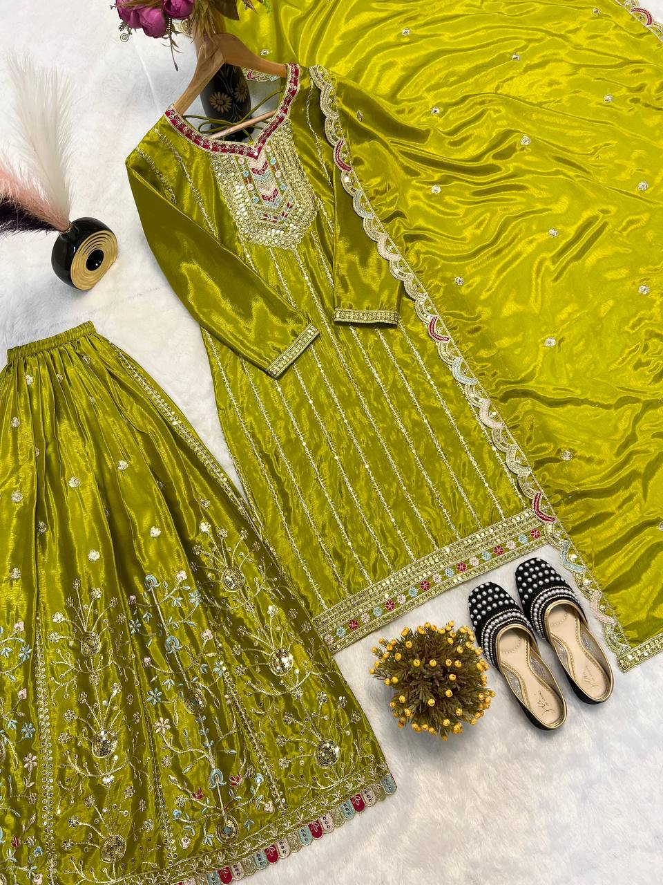 Gorgeous Embroidered Designer Palazzo Suit