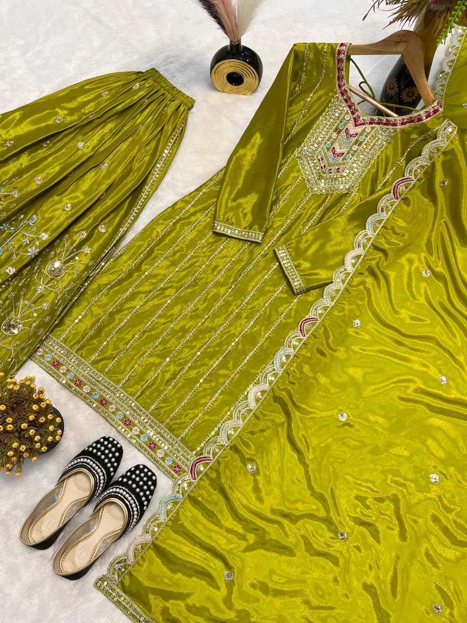 Gorgeous Embroidered Designer Palazzo Suit