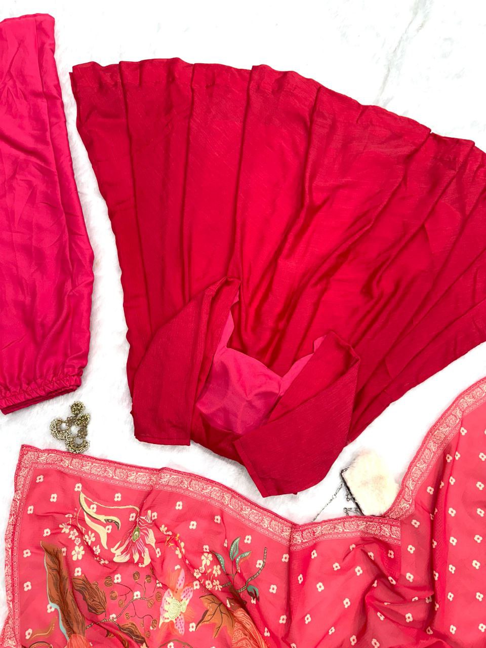 Party Wear Red Color Pure Chinon Anarkali Gown