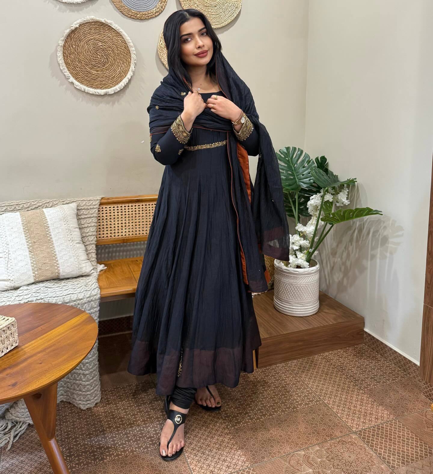 Ceremony Wear Black Color Georgette Embroidered Anarkali Suit