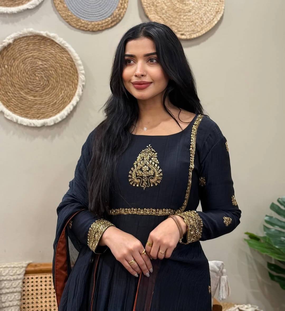 Ceremony Wear Black Color Georgette Embroidered Anarkali Suit