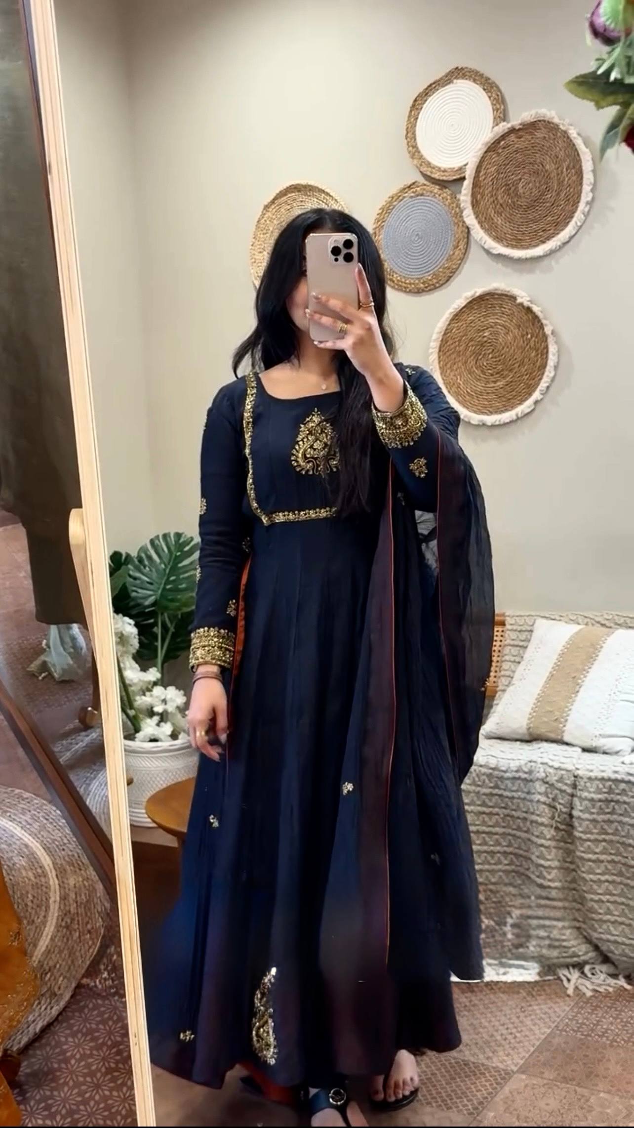Ceremony Wear Black Color Georgette Embroidered Anarkali Suit