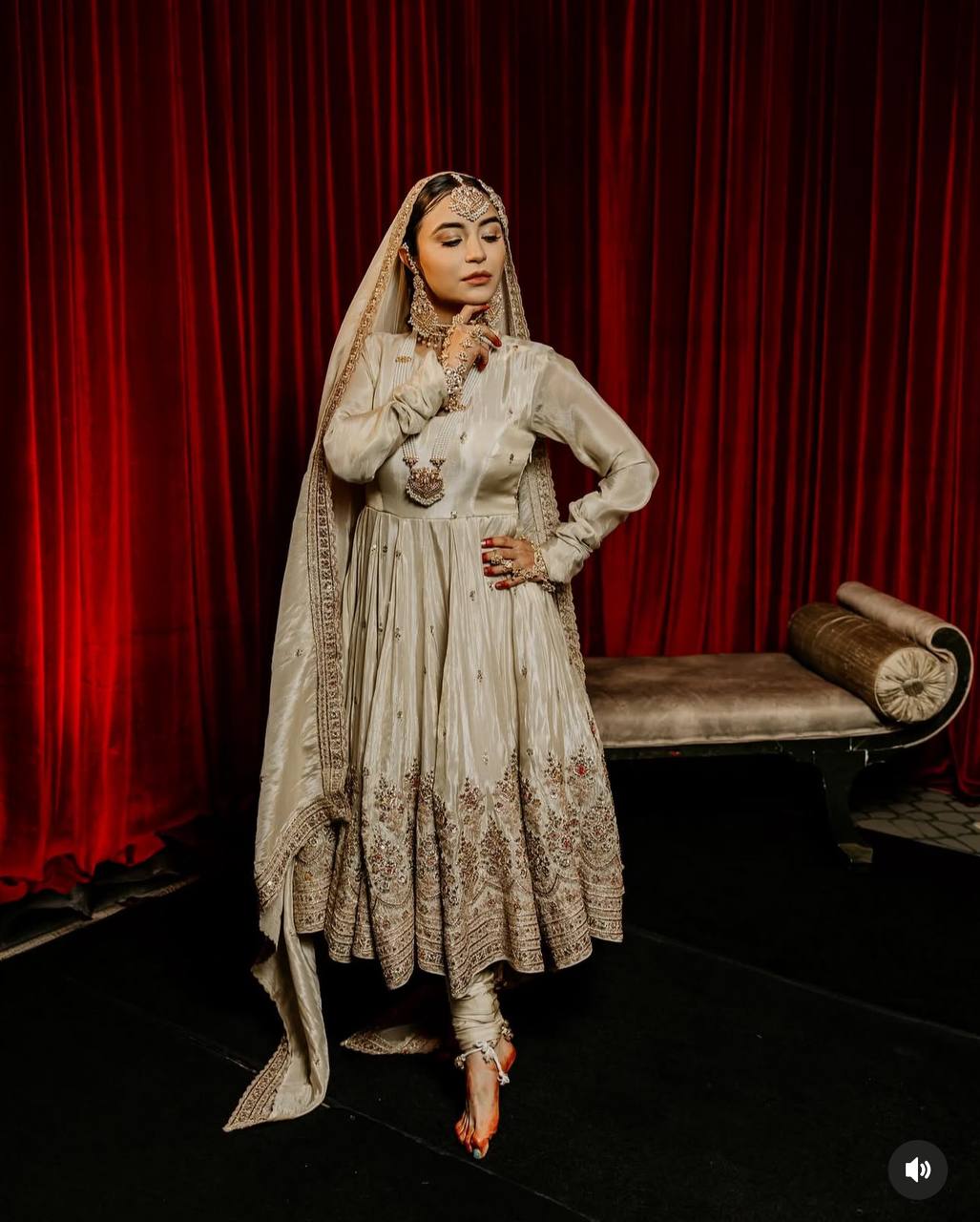 Wedding Wear White Color Pure Chinon Silk With Heavy Embroidery Sequence Work Anarkali Suit