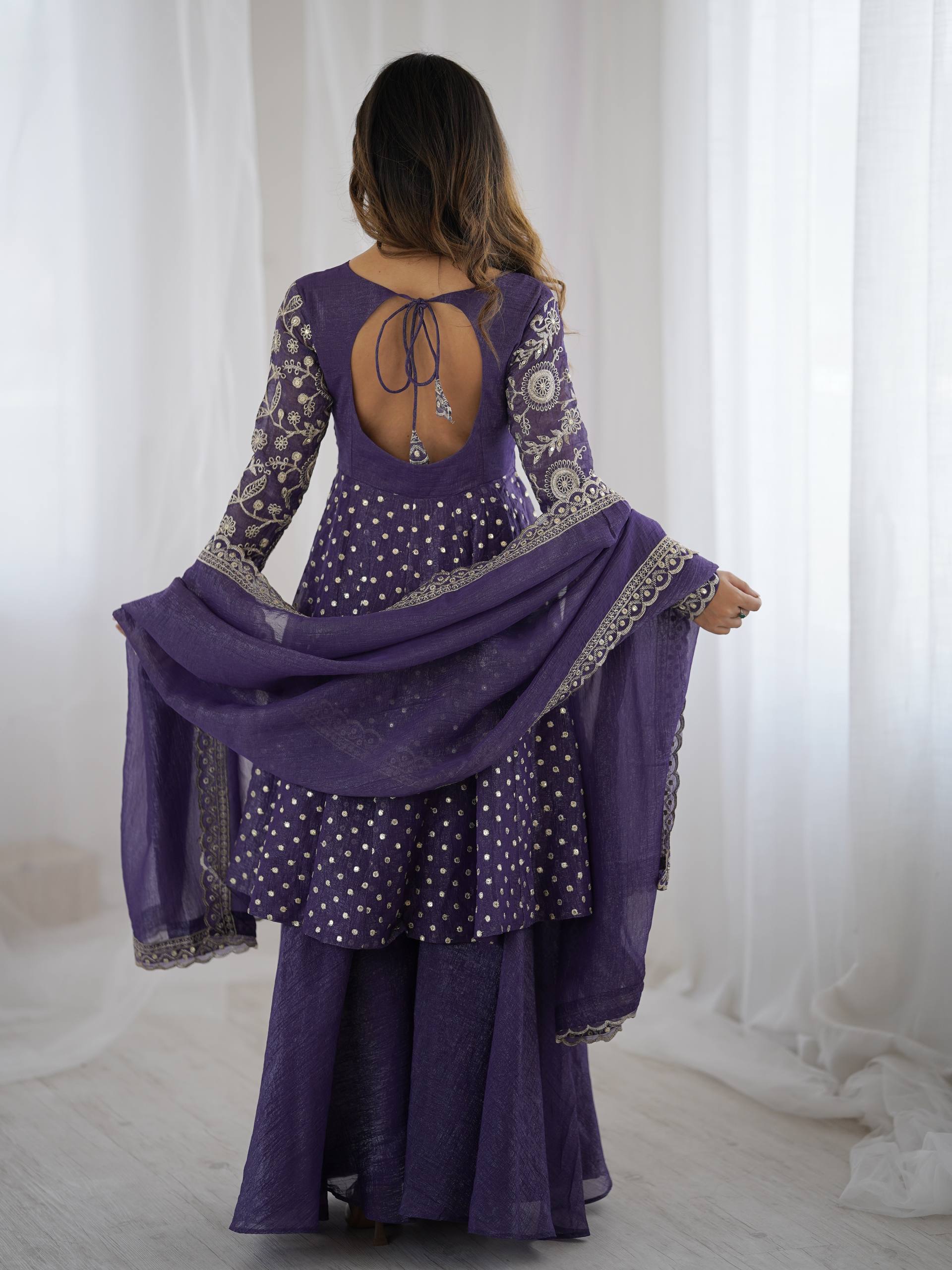 Arti Chahan's Wear Blue Color Embroidered Work Sharara Suit