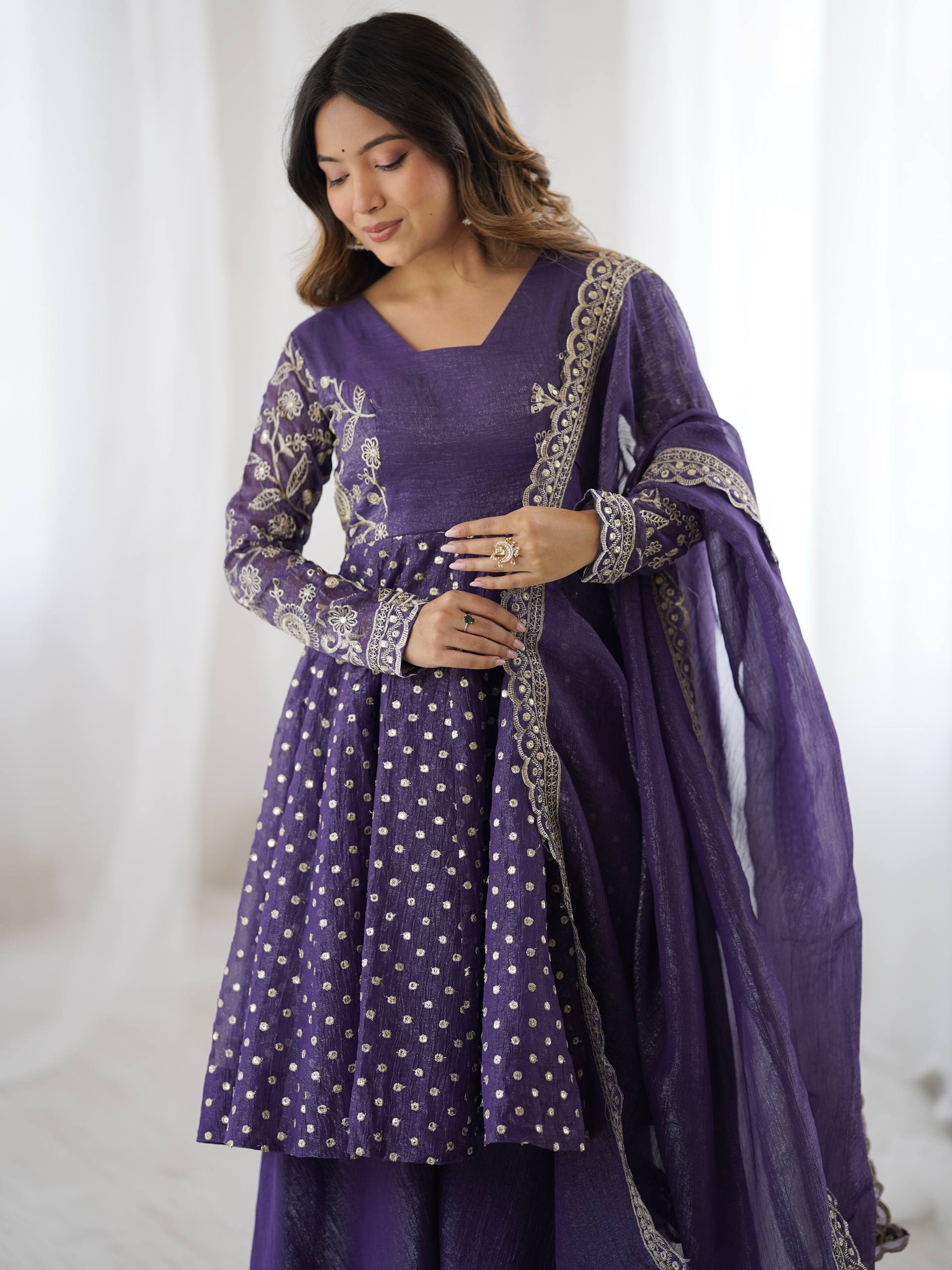 Arti Chahan's Wear Blue Color Embroidered Work Sharara Suit