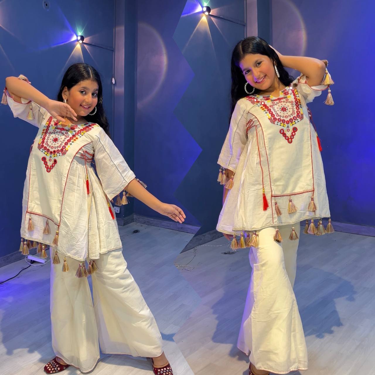 Function Wear Pure Khadi Cotton Kids Palazzo Suit Set