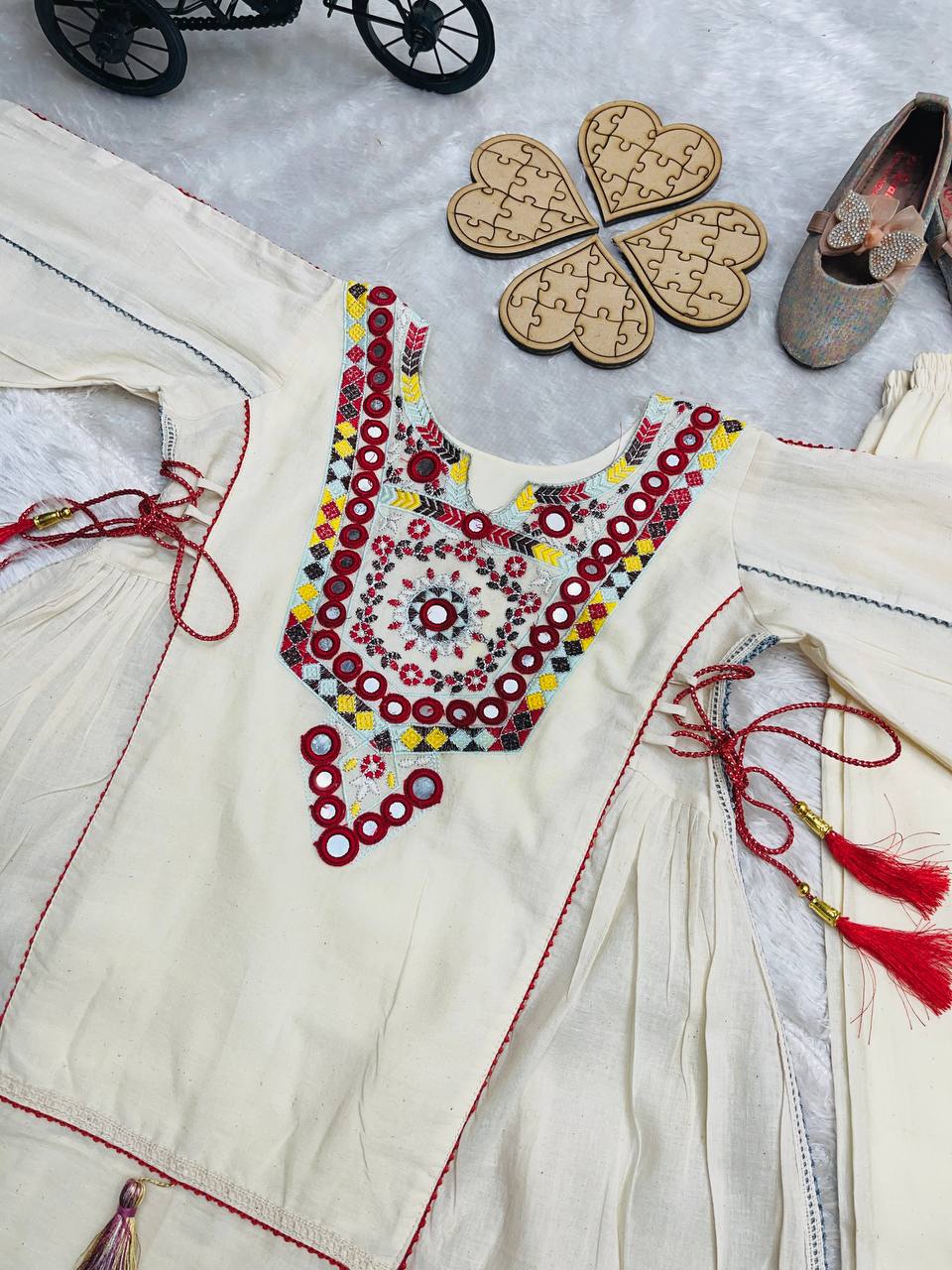 Function Wear Pure Khadi Cotton Kids Palazzo Suit Set