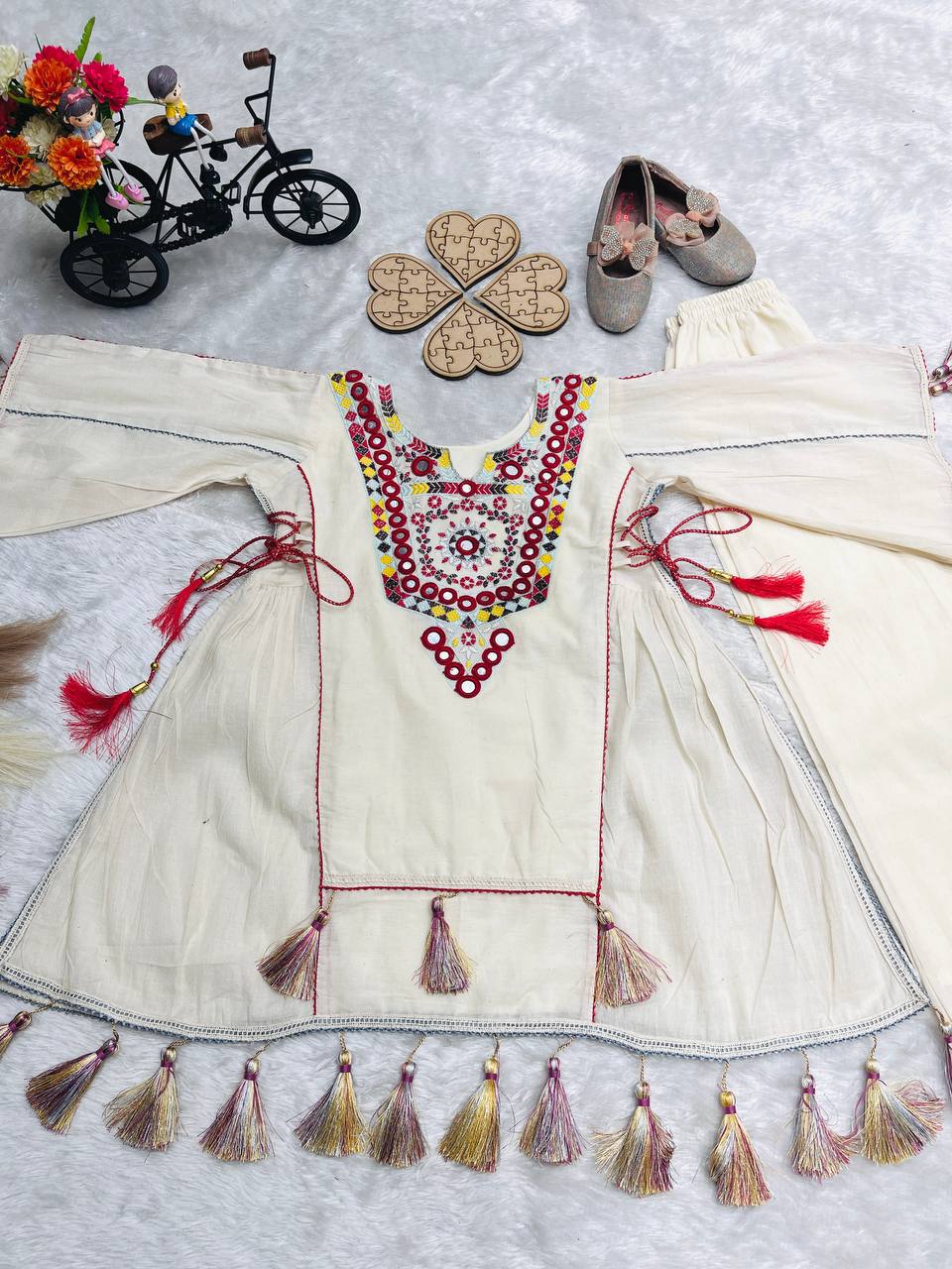 Function Wear Pure Khadi Cotton Kids Palazzo Suit Set