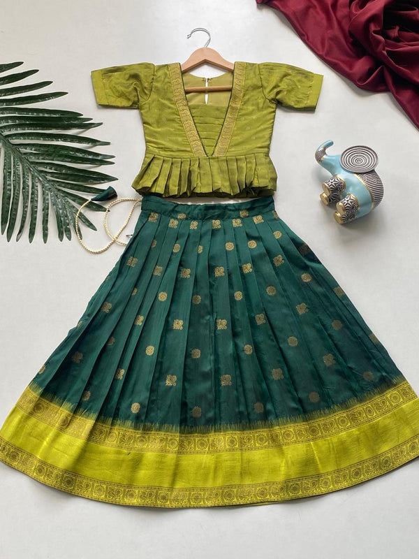 Beautiful Jacquard Silk Designer South Style Lehenga Choli For Girls