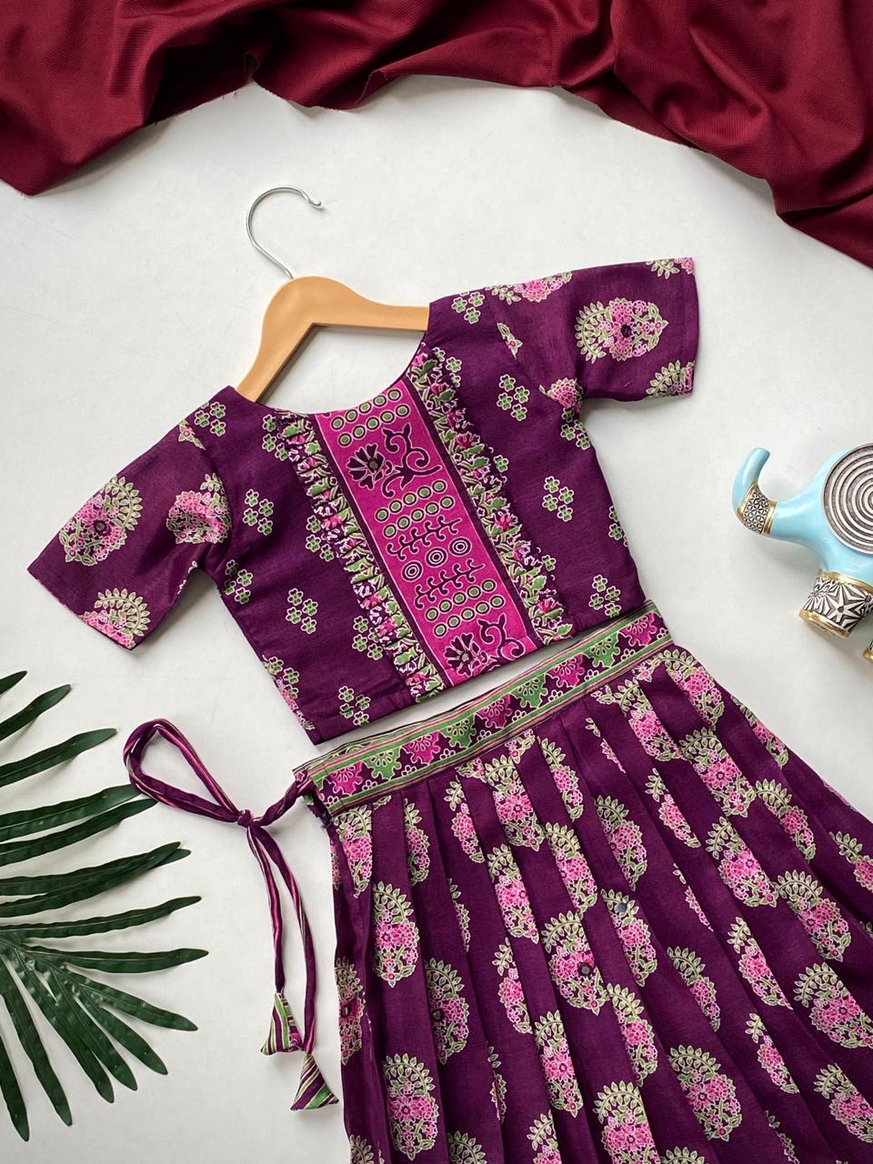 Beautiful Wine Color Designer Kids Lehenga Choli