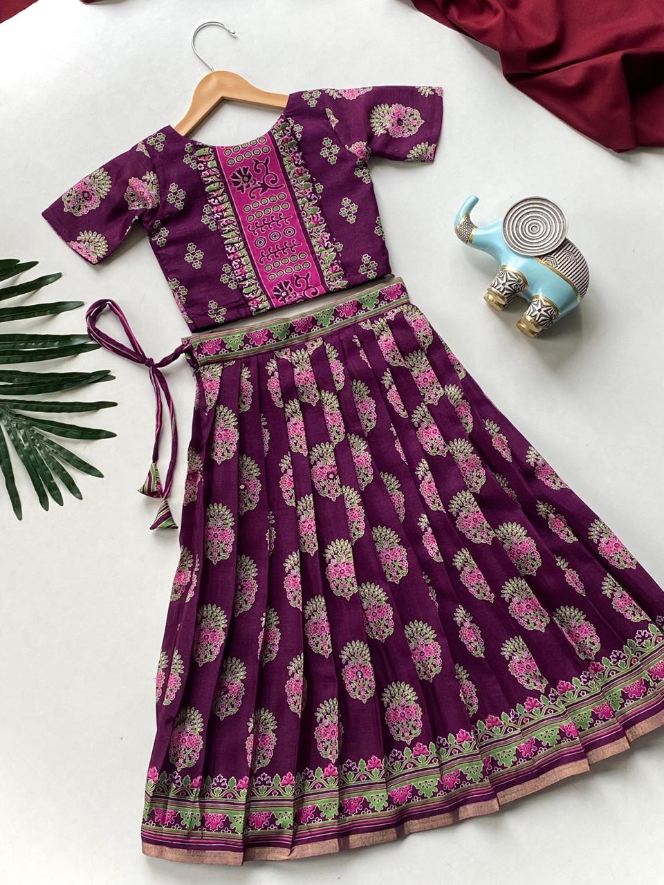 Beautiful Wine Color Designer Kids Lehenga Choli