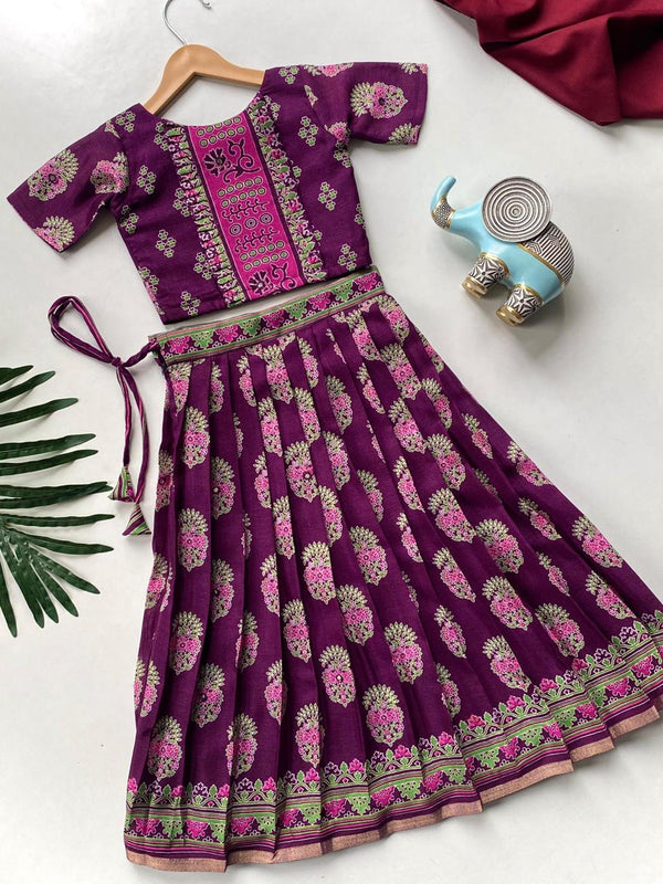 Beautiful Wine Color Designer Kids Lehenga Choli