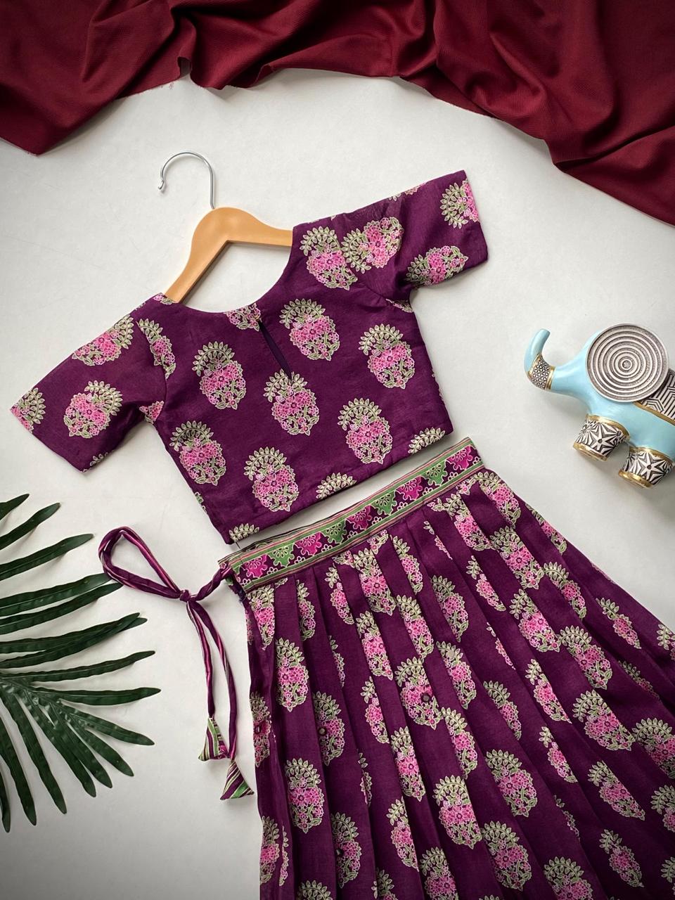 Beautiful Wine Color Designer Kids Lehenga Choli