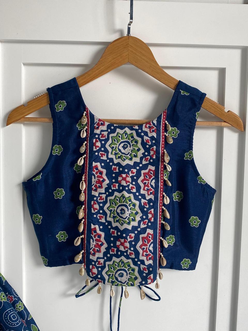 Designer Blue Color Pure Cotton Navratri Wear Lehenga Choli