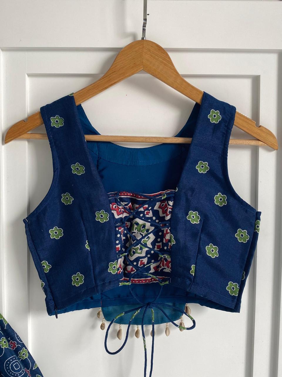Designer Blue Color Pure Cotton Navratri Wear Lehenga Choli