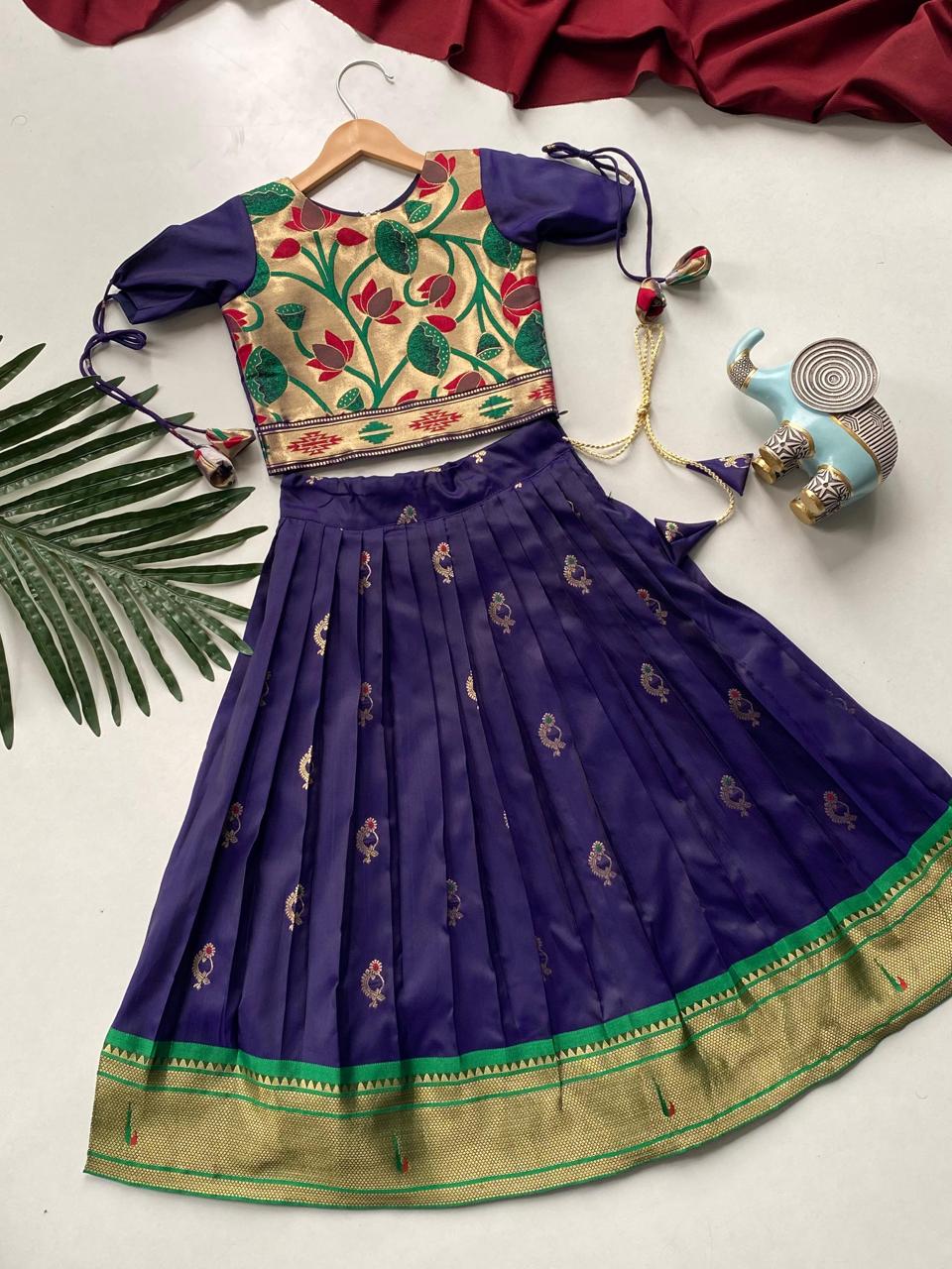 Beautiful Jacquard Silk Designer Kids Lehenga Choli