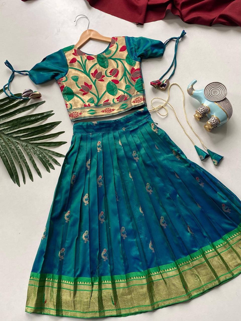 Beautiful Jacquard Silk Designer Kids Lehenga Choli