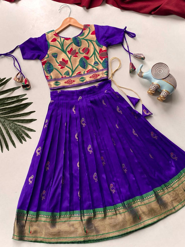 Beautiful Jacquard Silk Designer Kids Lehenga Choli