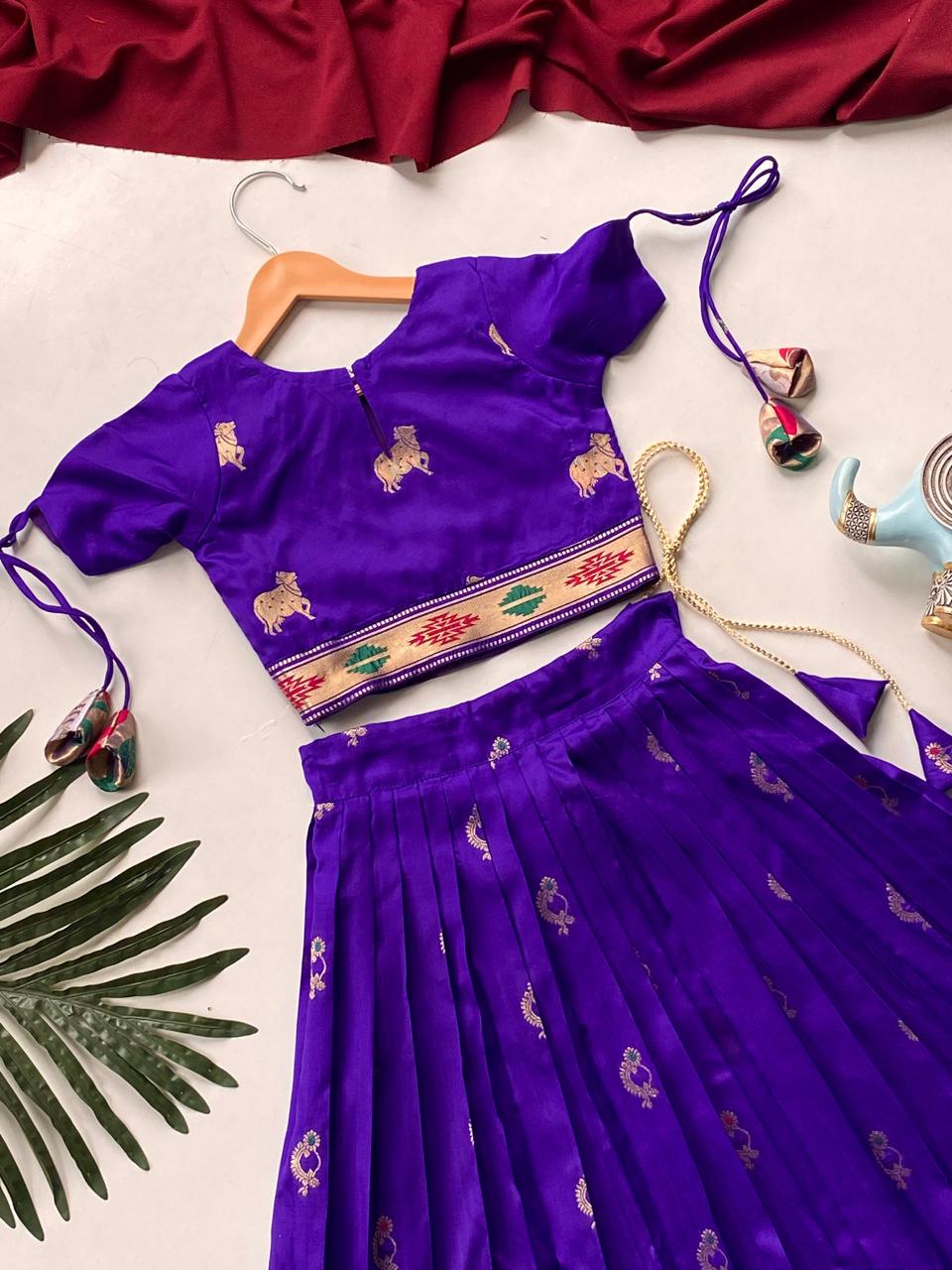 Beautiful Jacquard Silk Designer Kids Lehenga Choli