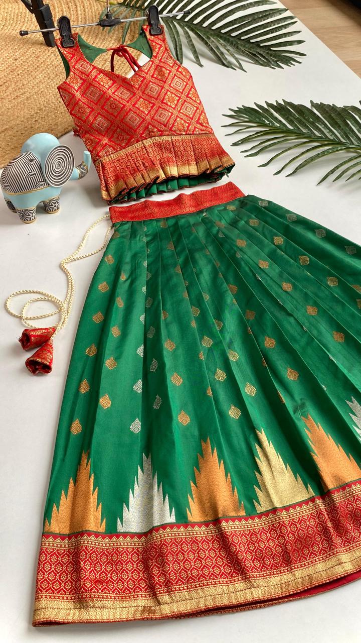 Wedding Wear South Style Silk Lehenga Choli For Girls