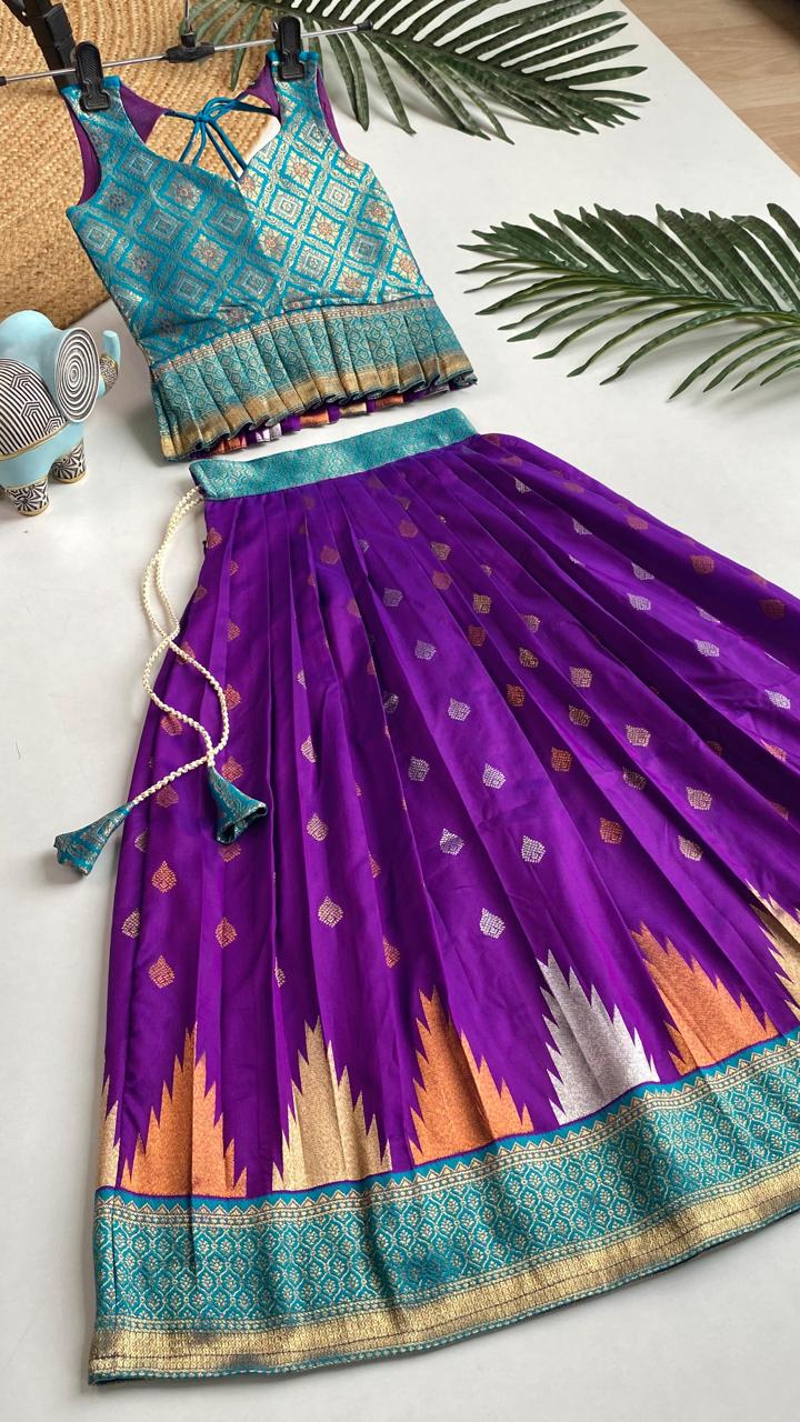 Wedding Wear South Style Silk Lehenga Choli For Girls