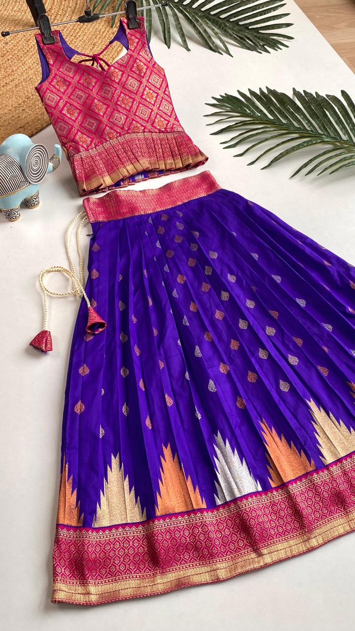 Wedding Wear South Style Silk Lehenga Choli For Girls