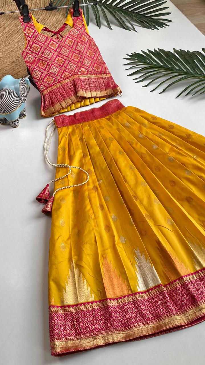 Wedding Wear South Style Silk Lehenga Choli For Girls
