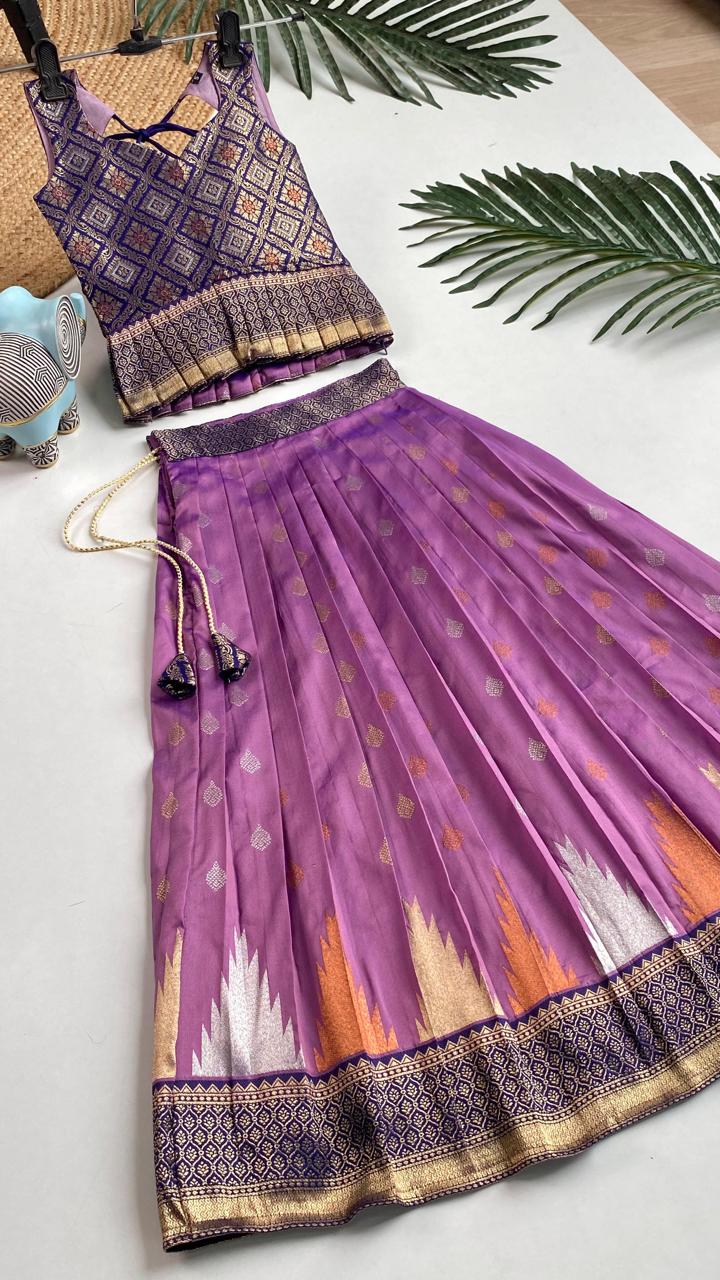 Wedding Wear South Style Silk Lehenga Choli For Girls