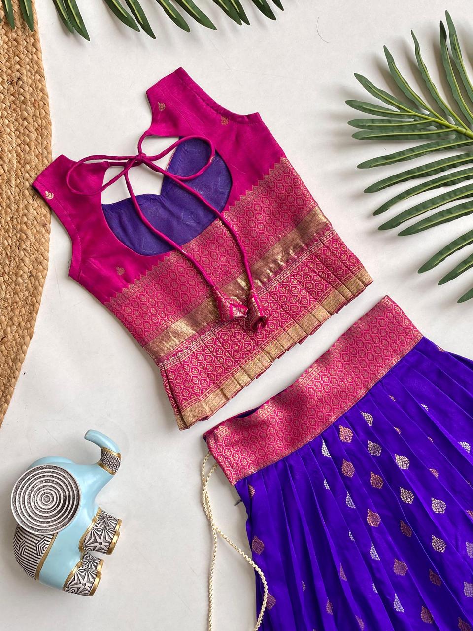 Wedding Wear South Style Silk Lehenga Choli For Girls