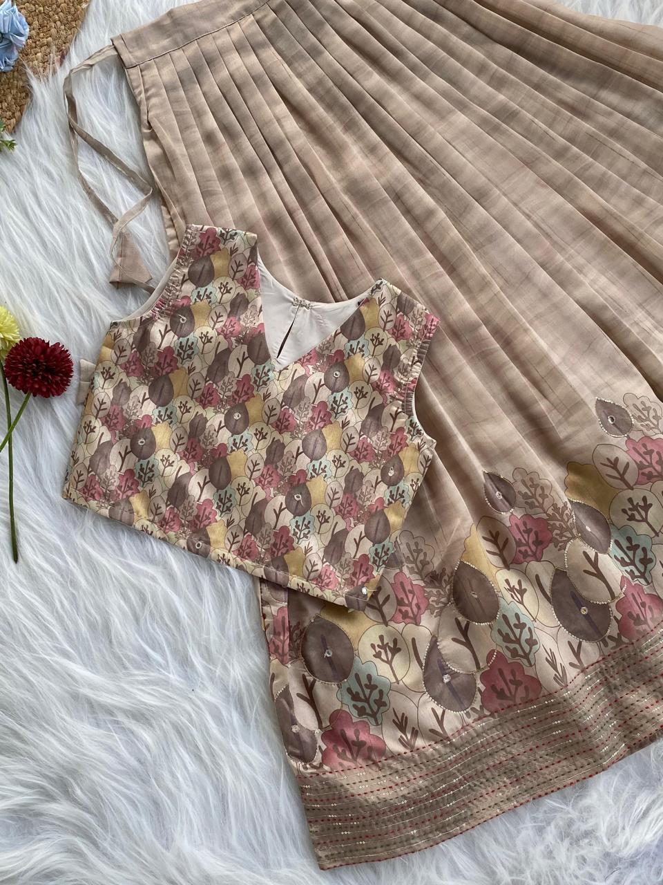 Attractive Beige Color Wedding Wear Lehenga Choli For Girls
