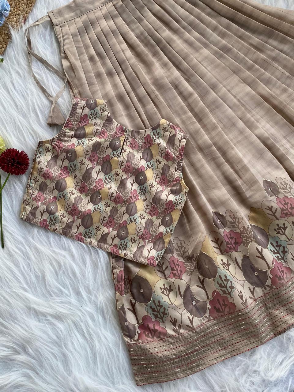 Attractive Beige Color Wedding Wear Lehenga Choli For Girls