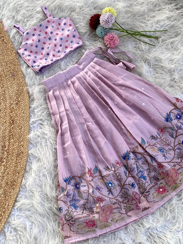 Beautiful Lavender Color Wedding Wear Lehenga Choli For Girls