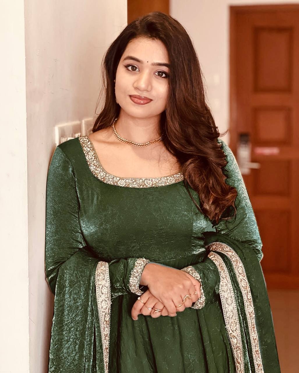 Wedding Wear Green Heavy Fandy Silk With Embroidery Sequence Work Designer Gown