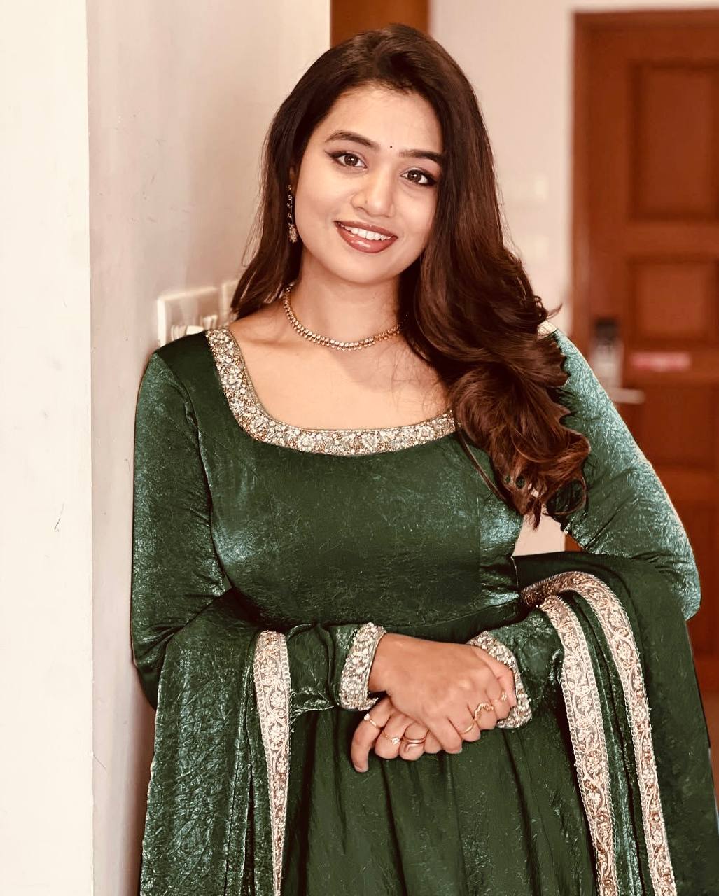 Wedding Wear Green Heavy Fandy Silk With Embroidery Sequence Work Designer Gown