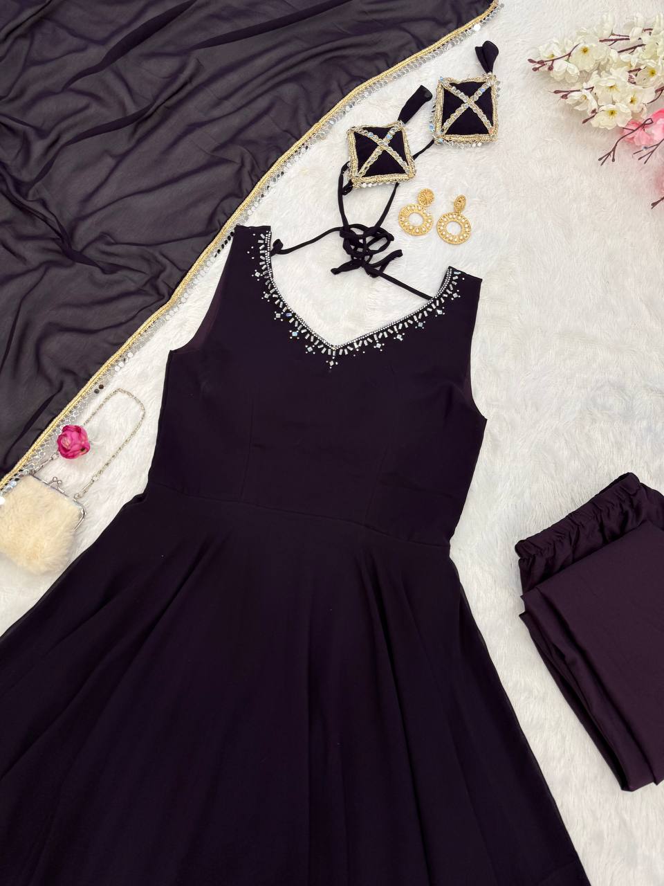 Exclusive Black Color Georgette Anarkali Suit