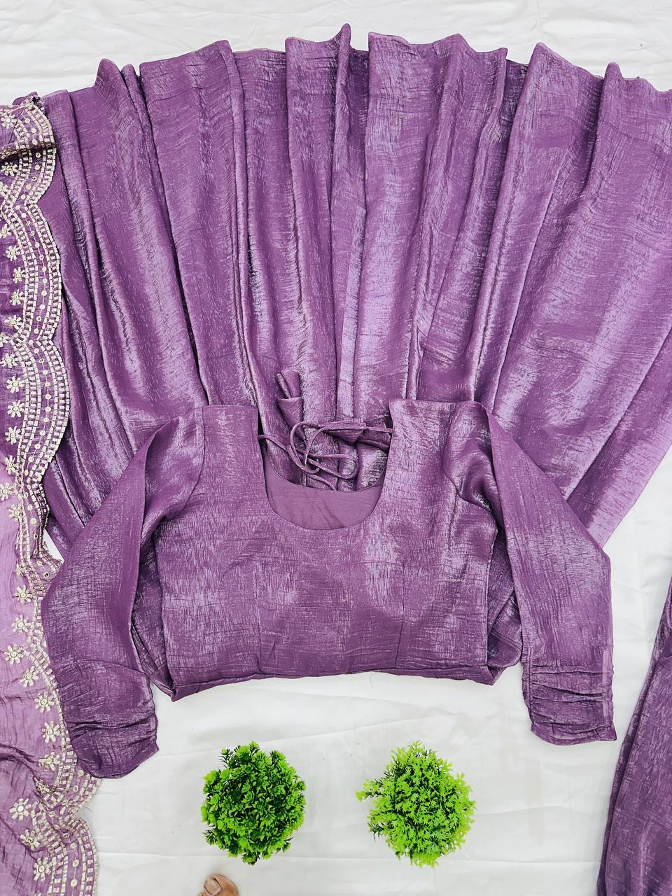 Designer Party Wear Lavender Color Heavy Fandy Silk Gown With Embroidery Sequence Work Dupatta