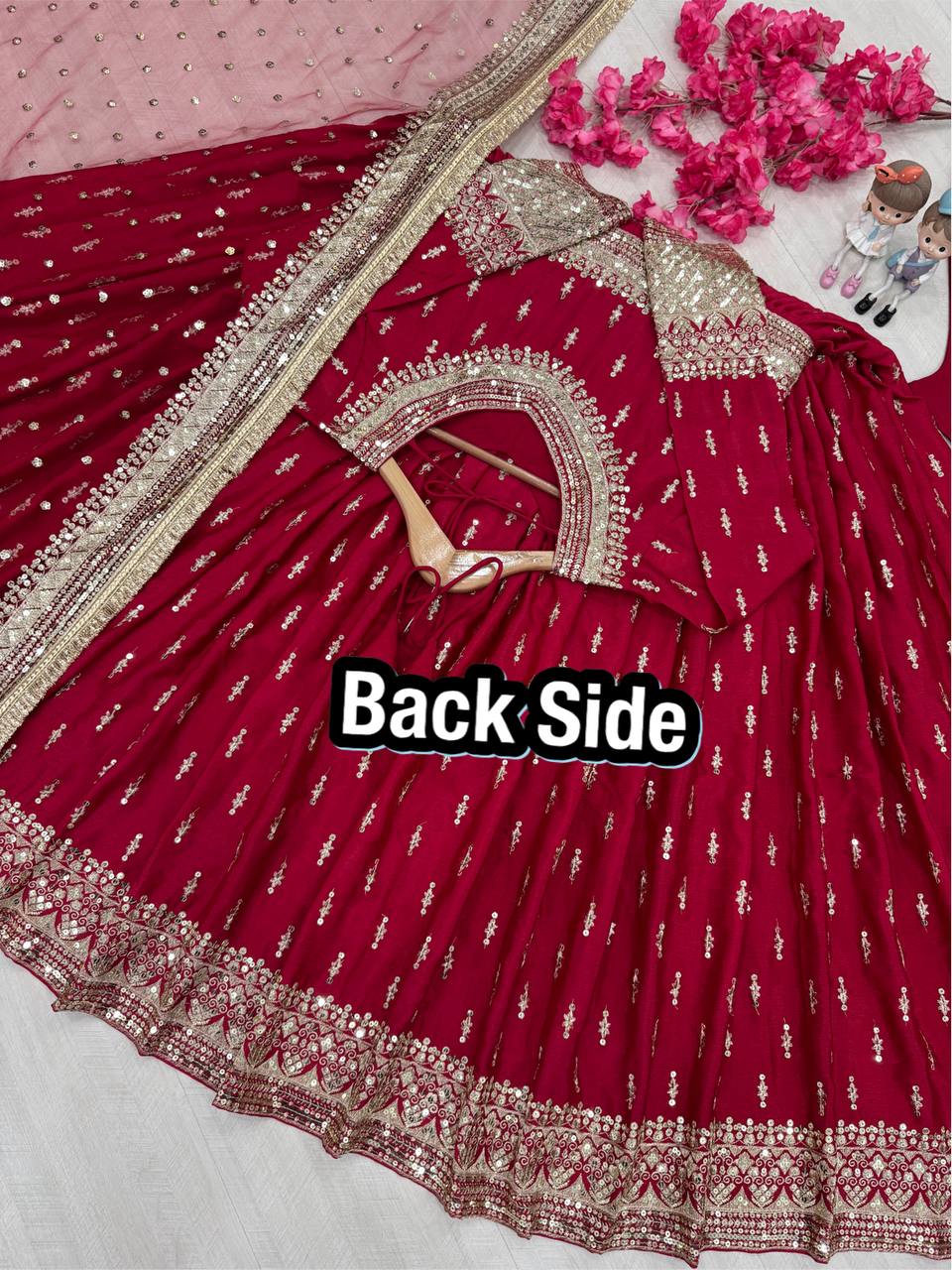 Trendy Maroon Color Heavy Pure Chinon Silk With Embroidery Sequence Work Gown