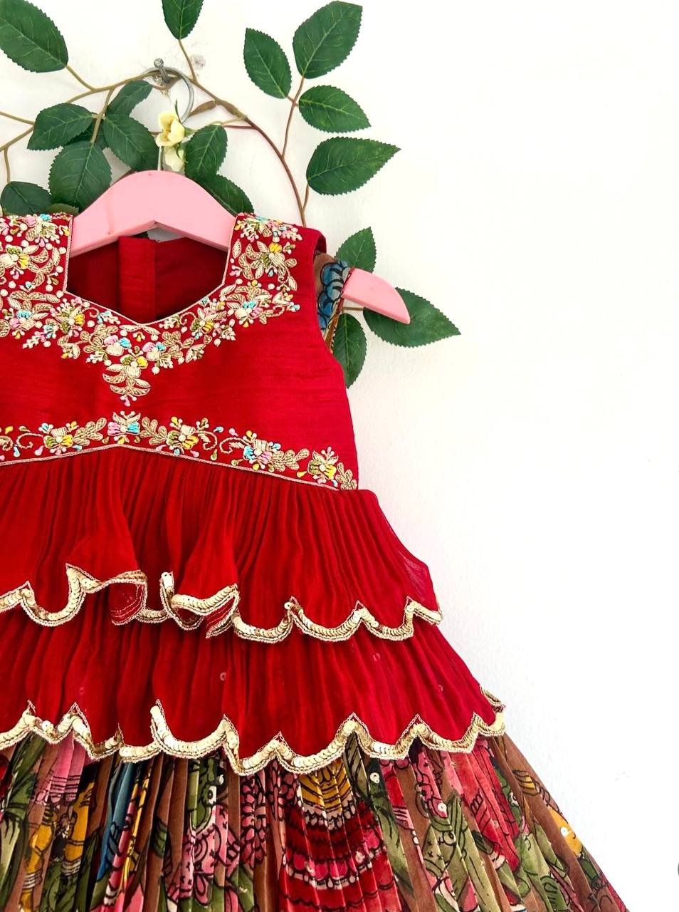 Designer Kediya Style Embroidered With Printed Lehenga Choli Set for Girls